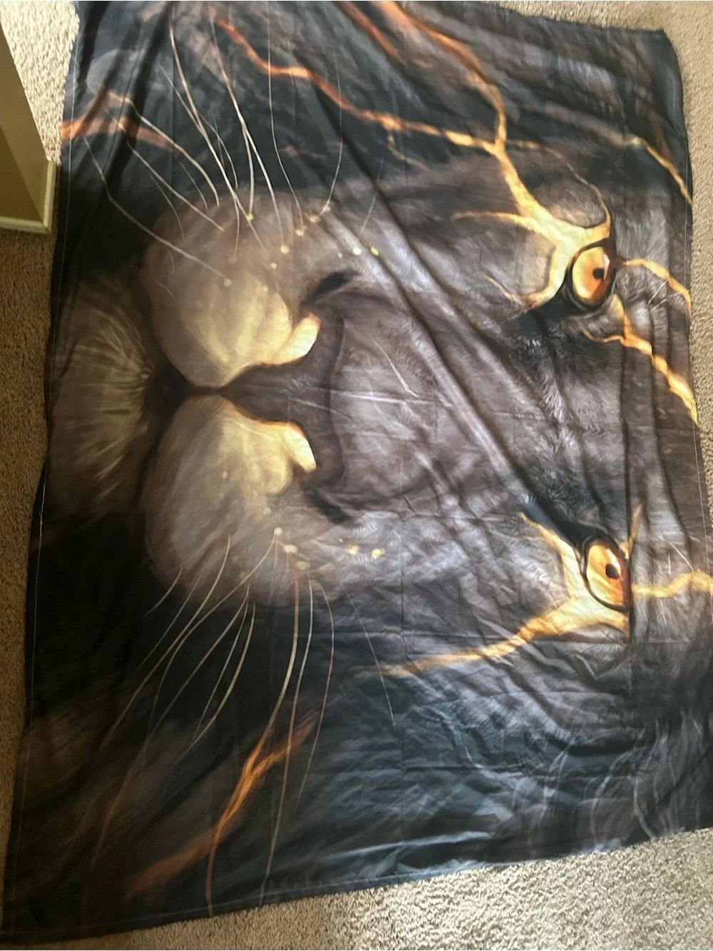 Lion Face Printed Throw Blanket - Golden Eyes
